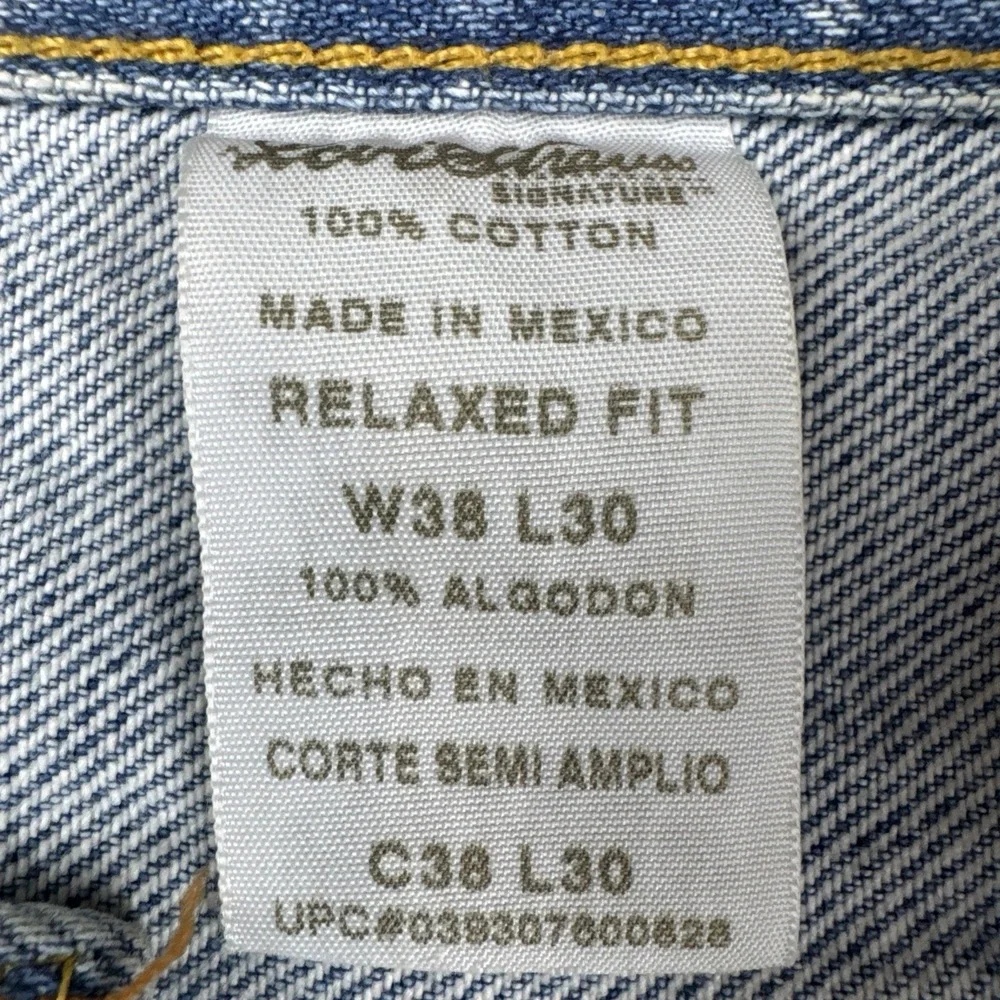 Levi Strauss Signature Mens‎ Relaxed Fit Jeans Light Wash Denim 38x30